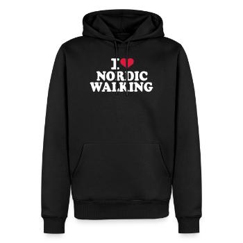 J'adore la marche nordique - Sweat à capuche Premium bio Homme - noir - Devant - Nico (187cm)