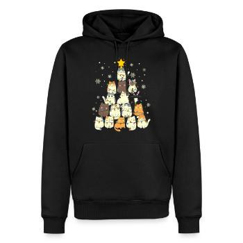 Cute Cats Christmas Tree Funny - Men’s Premium Organic Hoodie - black - Front - Nico (187cm)
