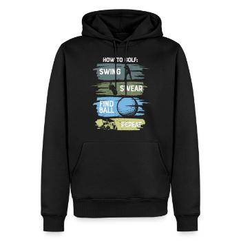 Comment jouer au golf drôle - Sweat à capuche Premium bio Homme - noir - Devant - Nico (187cm)