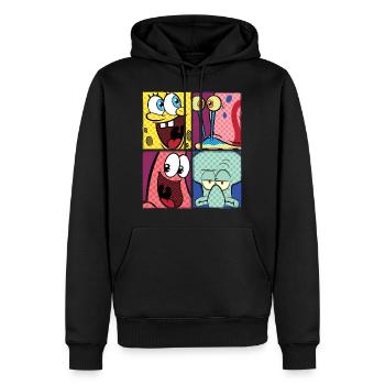 Bob l'Éponge Spongebob Patrick Carlo Gary - Sweat à capuche Premium bio Homme - noir - Devant - Nico (187cm)