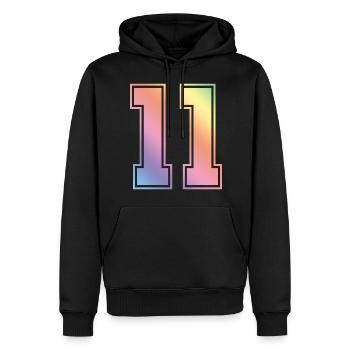 11 Zahl Bunt - Männer Premium Bio Hoodie - Schwarz - Vorne - Nico (187cm)