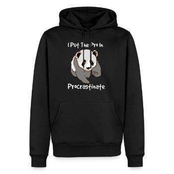 Fauler Panda I Put The Pro In Procrastinate - Männer Premium Bio Hoodie - Schwarz - Vorne - Nico (187cm)