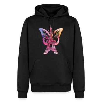 Paris France City Skyline Tour Eiffel Art - Sweat à capuche Premium bio Homme - noir - Devant - Nico (187cm)