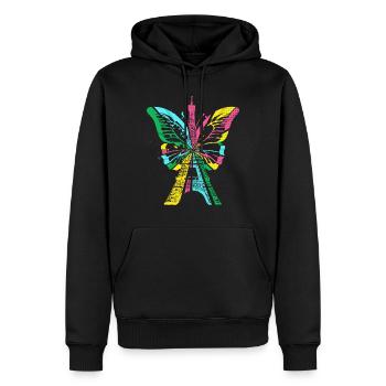 Paris France City Skyline Tour Eiffel Art - Sweat à capuche Premium bio Homme - noir - Devant - Nico (187cm)