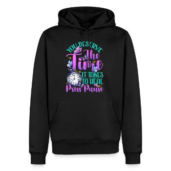 Heilung Heal Health Healthcare Relax Therapie Zeit - Männer Premium Bio Hoodie - Schwarz - Vorne - Nico (187cm)