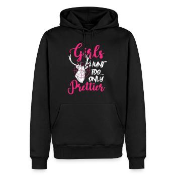 Les filles chassent aussi seulement plus joli cadeau de chasse de chasseresse - Sweat à capuche Premium bio Homme - noir - Devant - Nico (187cm)