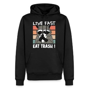 WASCHBÄR RACOON EAT TRASH Weihnachten Geschenk - Männer Premium Bio Hoodie - Schwarz - Vorne - Nico (187cm)