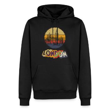 Londres Angleterre Royaume-Uni City Vintage Retro Skyline - Sweat à capuche Premium bio Homme - noir - Devant - Nico (187cm)