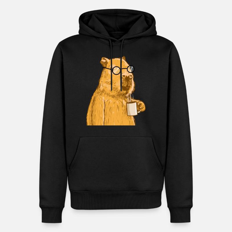 Capybara mit Brille - Männer Premium Bio Hoodie - Schwarz