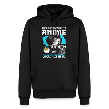 Just A Boy Who Loves Anime Ramen And Sketching - Männer Premium Bio Hoodie - Schwarz - Vorne - Nico (187cm)