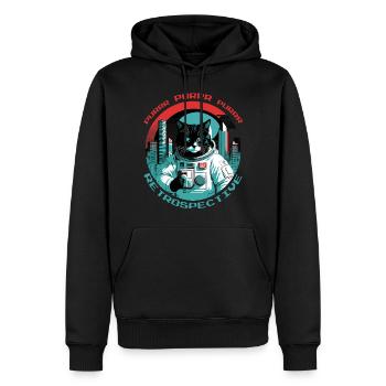 Schnurren retropektiv - Männer Premium Bio Hoodie - Schwarz - Vorne - Nico (187cm)