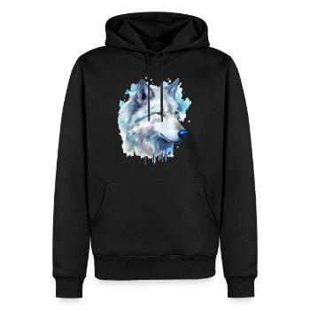 Loup Tête de loup Animal Nature Nature Nature Aquarelle Art - Sweat à capuche Premium bio Homme - noir - Devant - Nico (187cm)