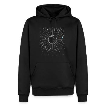 Lune - Étoiles - Planètes - Ciel étoilé - Galaxie - Sweat à capuche Premium bio Homme - noir - Devant - Nico (187cm)