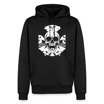 Horreur Crâne Crâne Art Crâne Gothique Heavy Metal - Sweat à capuche Premium bio Homme - noir - Devant - Nico (187cm)