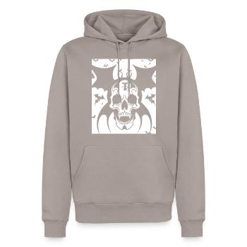 Horror Skull Skull Art Skull Gothic Heavy Metal - Men’s Premium Organic Hoodie - taupe - Front - Nico (187cm)