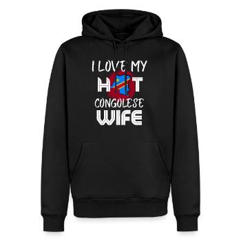 C’est drôle que j’aime mon mari congolais chaud - Sweat à capuche Premium bio Homme - noir - Devant - Nico (187cm)