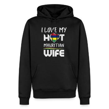 Funny I Love My Hot Mauritian Wife Husband - Männer Premium Bio Hoodie - Schwarz - Vorne - Nico (187cm)