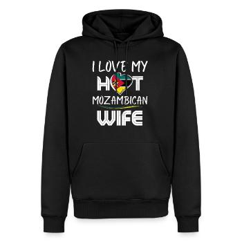 Funny I Love My Hot Mozambican Wife Husband - Men’s Premium Organic Hoodie - black - Front - Nico (187cm)