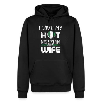 C’est drôle que j’aime mon mari nigérian chaud - Sweat à capuche Premium bio Homme - noir - Devant - Nico (187cm)