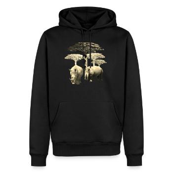 Nashorn - Rhino in Sepia - Wildtiere in Afrika - Männer Premium Bio Hoodie - Schwarz - Vorne - Nico (187cm)