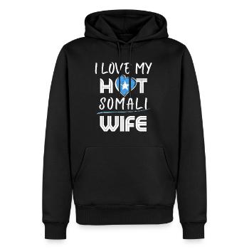 C’est drôle que j’aime mon mari somalien chaud - Sweat à capuche Premium bio Homme - noir - Devant - Nico (187cm)