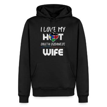 Funny I Love My Hot South Soudanese Wife Husband - Männer Premium Bio Hoodie - Schwarz - Vorne - Nico (187cm)