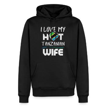 C’est drôle que j’aime mon mari tanzanien chaud - Sweat à capuche Premium bio Homme - noir - Devant - Nico (187cm)