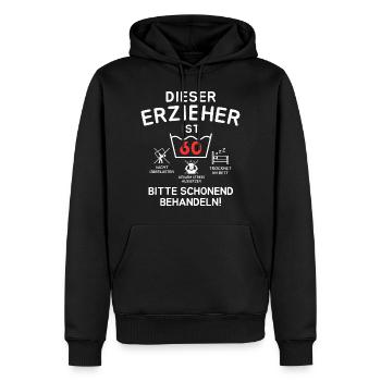 Dieser Erzieher ist 60. Schonend behandeln - Männer Premium Bio Hoodie - Schwarz - Vorne - Nico (187cm)