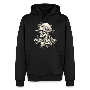 Crâne de rose - Sweat à capuche Premium bio Homme - noir - Devant - Nico (187cm)