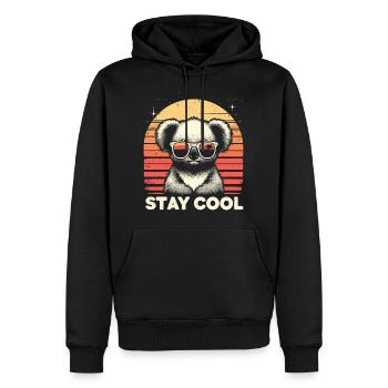Koala Bleib cool - Männer Premium Bio Hoodie - Schwarz - Vorne - Nico (187cm)