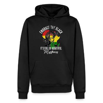 Femme noire africaine Beau mystère - Sweat à capuche Premium bio Homme - noir - Devant - Nico (187cm)