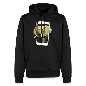 Smartphone mit Elefant - Elefant in Afrika - Männer Premium Bio Hoodie - Schwarz - Vorne - Nico (187cm)