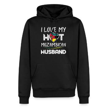 Funny Mozambican Husband Proud Wife - Men’s Premium Organic Hoodie - black - Front - Nico (187cm)