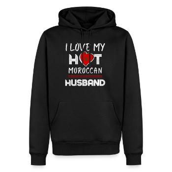 Drôle Marocain Mari Fière Femme - Sweat à capuche Premium bio Homme - noir - Devant - Nico (187cm)