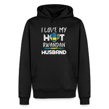 Mari rwandais Fière épouse - Sweat à capuche Premium bio Homme - noir - Devant - Nico (187cm)
