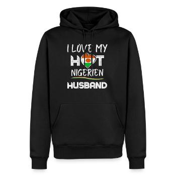 Nigerien Husband Proud Wife - Männer Premium Bio Hoodie - Schwarz - Vorne - Nico (187cm)