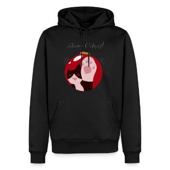 Meowy Catmas roter Ball, Smoking-Katze - Männer Premium Bio Hoodie - Schwarz - Vorne - Nico (187cm)