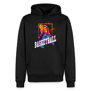basket-ball basketteur joueur de basket-ball Vintage coloré - Sweat à capuche Premium bio Homme - noir - Devant - Nico (187cm)