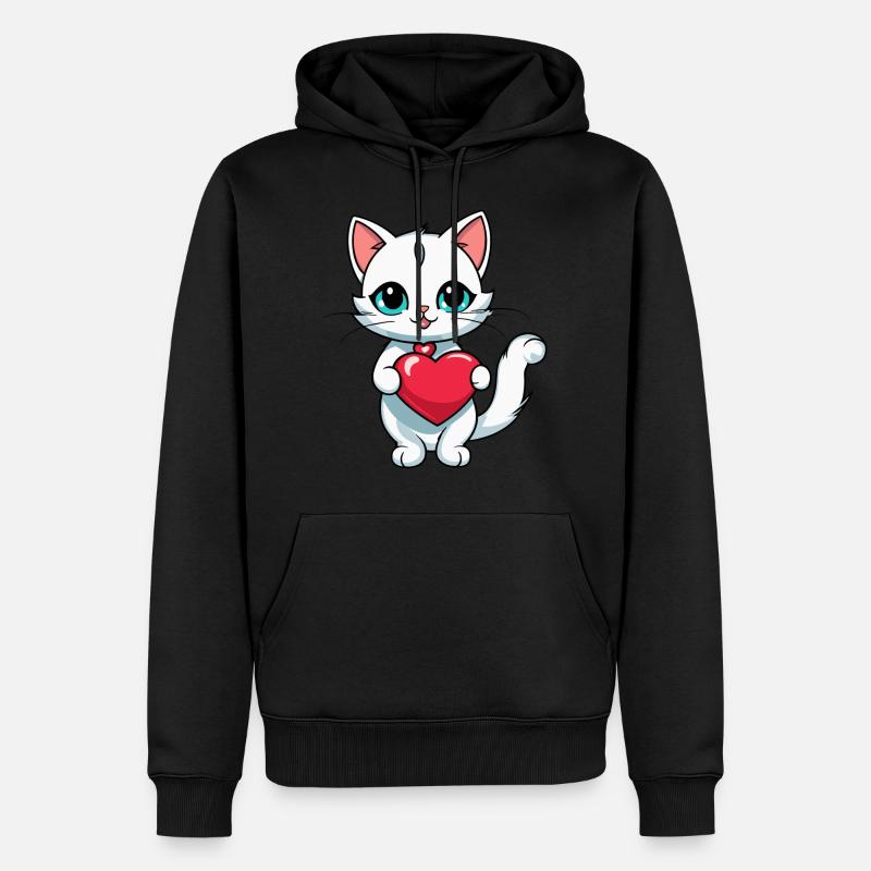 Coeur de chat - Saint-Valentin - Sweat à capuche Premium bio Homme - noir