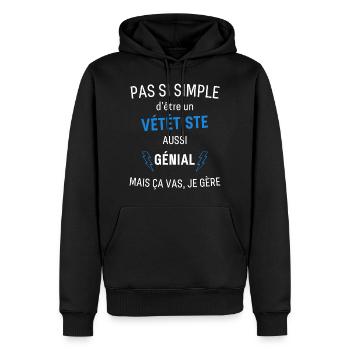 Vététiste Génial - Sweat à capuche Premium bio Homme - noir - Devant - Nico (187cm)