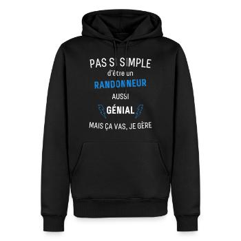 Randonneur Génial - Sweat à capuche Premium bio Homme - noir - Devant - Nico (187cm)