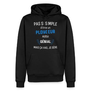 T-shirt Plongeur Génial - Sweat à capuche Premium bio Homme - noir - Devant - Nico (187cm)