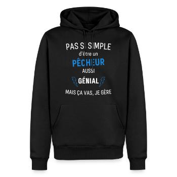 T-shirt Pêcheur Génial - Sweat à capuche Premium bio Homme - noir - Devant - Nico (187cm)