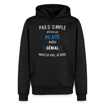 Tolles Piloten-T-Shirt - Männer Premium Bio Hoodie - Schwarz - Vorne - Nico (187cm)