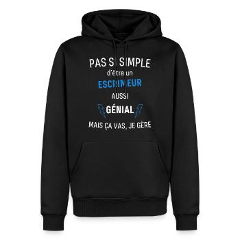 Escrimeur Génial - Sweat à capuche Premium bio Homme - noir - Devant - Nico (187cm)