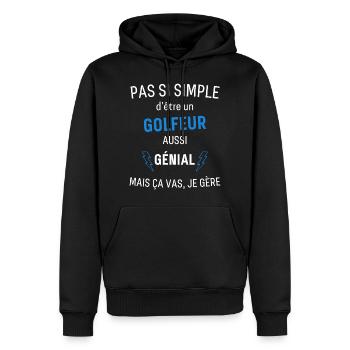 Golfeur Génial - Sweat à capuche Premium bio Homme - noir - Devant - Nico (187cm)