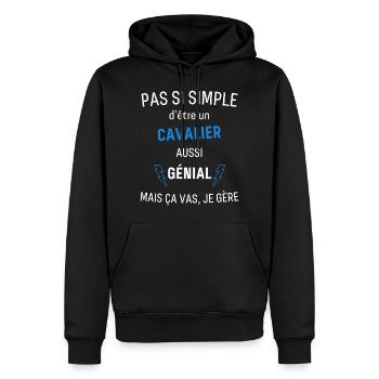 Cavalier Génial - Sweat à capuche Premium bio Homme - noir - Devant - Nico (187cm)