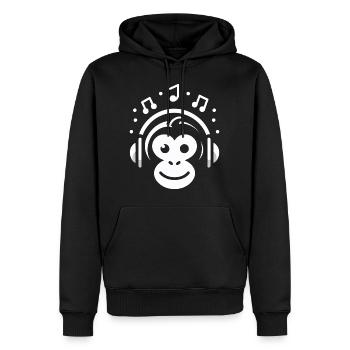 Mélodie de singe joyeux - Sweat à capuche Premium bio Homme - noir - Devant - Nico (187cm)