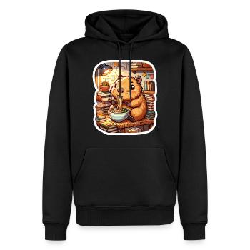 Capybara Ramen Bücher Lese Kawaii Anime - Männer Premium Bio Hoodie - Schwarz - Vorne - Nico (187cm)