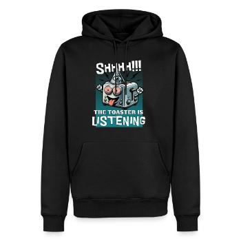 Grille-pain drôle de théorie du complot - Sweat à capuche Premium bio Homme - noir - Devant - Nico (187cm)
